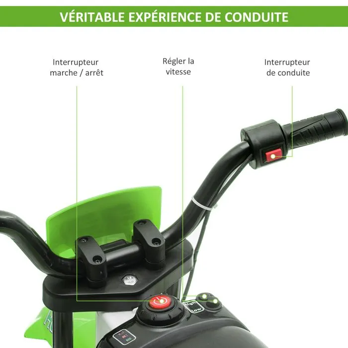 HOMCOM - Moto électrique pour enfants - PP - 106.5x51.5x68cm - Vert-4