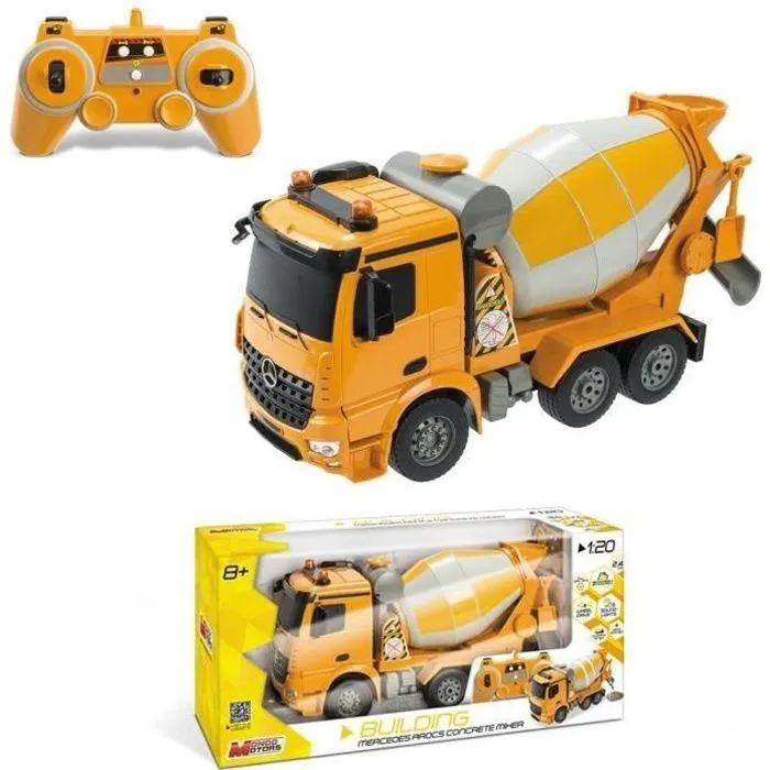 Camion bétonnière radiocommandé Mercedes Arocs - Sons & lumières - Echelle 1:20 - MONDO-0
