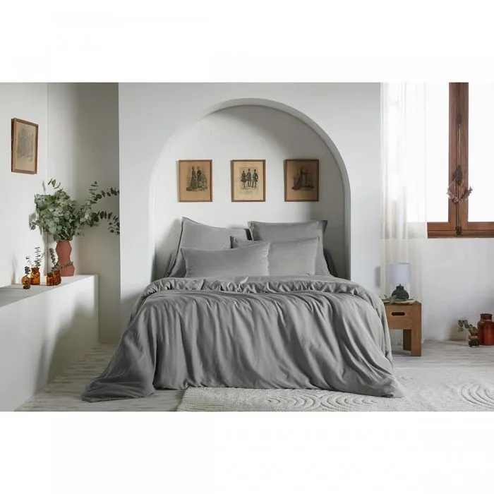 Drap-housse Lysandre 140 x 190 cm – Gris – 100% Lyocell 135 g/m²-2
