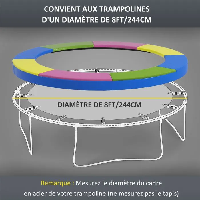 Coussin de protection trampoline 305cm - SPORTNOW - cordon élastique - résistant aux intempéries et UV anti-déchirure - multicolore-4