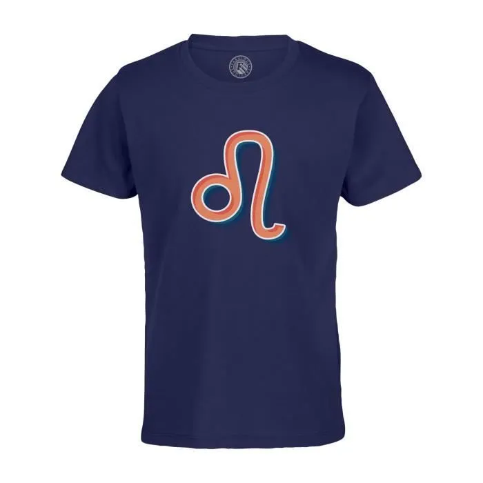 T-shirt Enfant Bleu Lion Signe astrologie Zodiaque Astres Métaphore Symbole Figure Allegorie-0