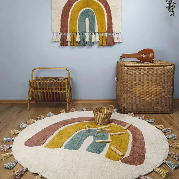 Tapis - Nattiot - Rainbow - Coton lavable - Rond Ø110 - Multicolore-1