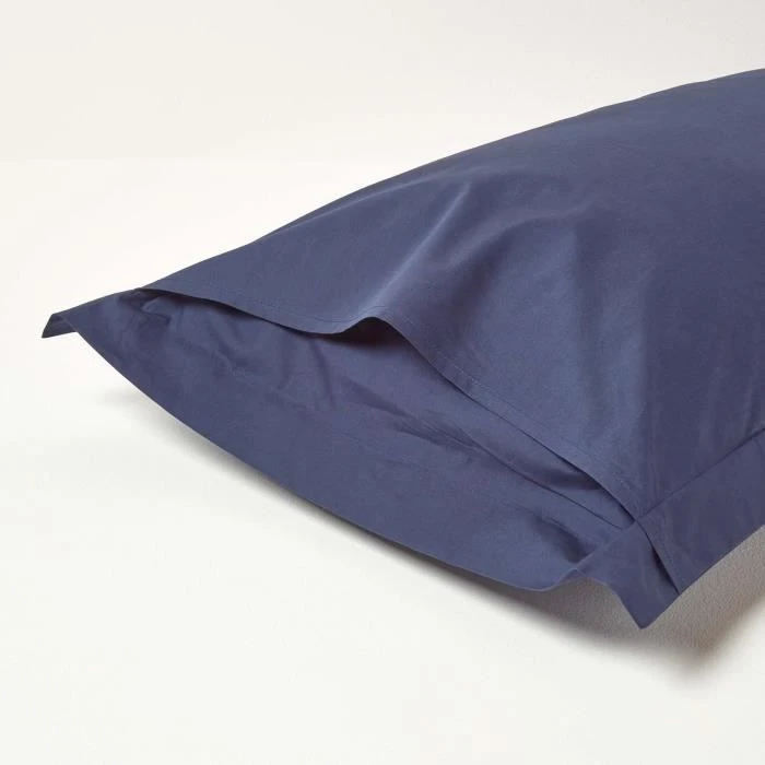 Taie d'oreiller rectangulaire coton égyptien 200 fils coloris bleu marine 50 x 75 cm-2