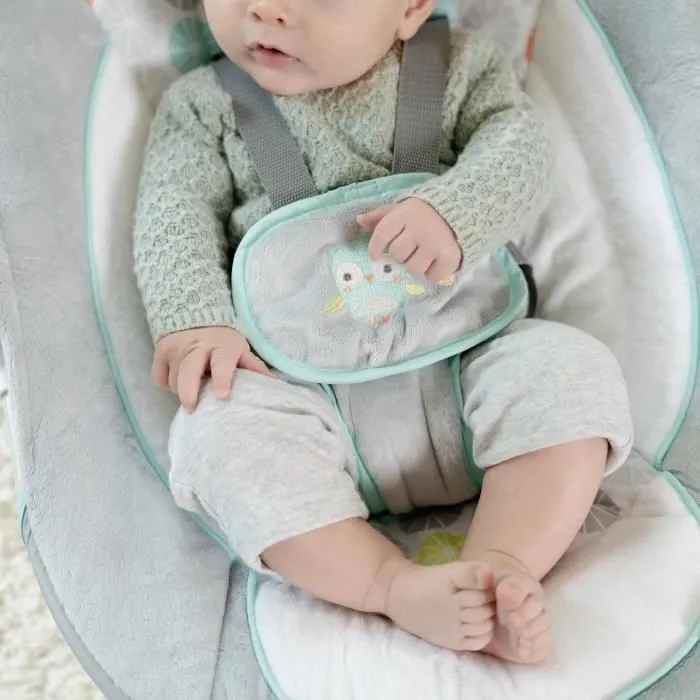 INGENUITY Balancelle Compacte Swing and Go Hugs & Hoots- Arche avec jouets amovible, 5 vitesses de balancement, mélodies-4