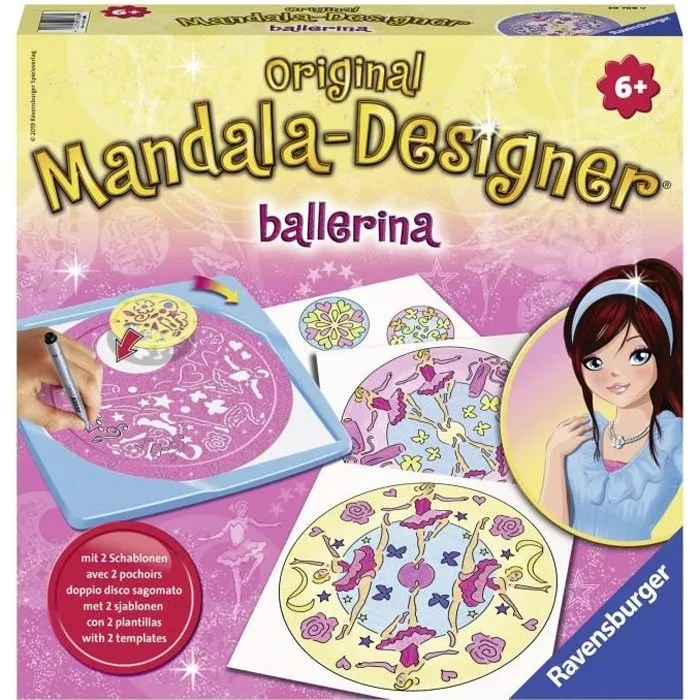 Jeu de pochoirs Mandala Ravensburger - Ballerina - Pour enfant de 6 ans et plus-0