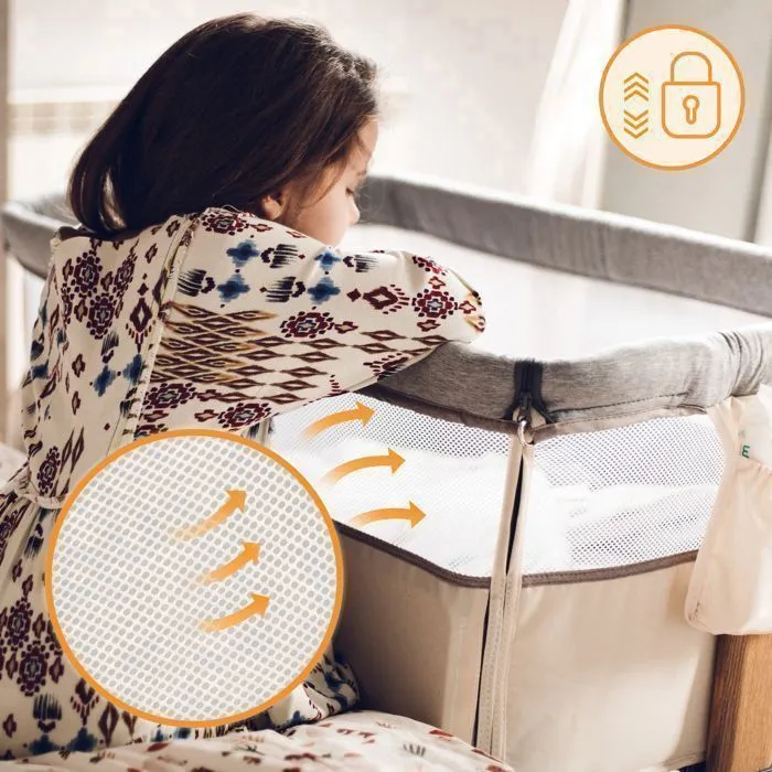 Berceau cododo 3en1 LIONELO Leonie - Matelas 4 cm - Housse 100% coton - Roulettes - Hauteur et inclinaison réglables - Beige-2