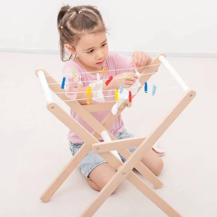 New Classic Toys - Étendoir à linge en bois-4