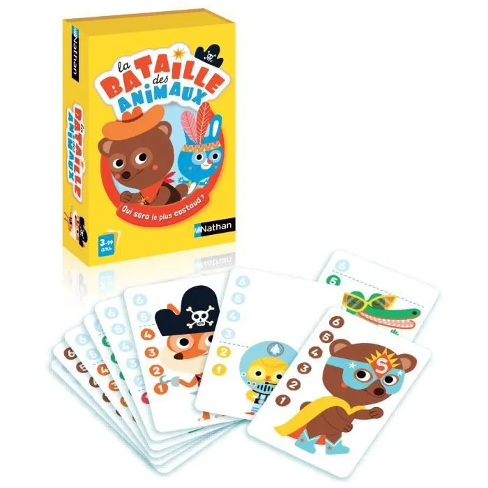 Jeu de Cartes - NATHAN - La Bataille des Animaux - Animaux rigolos - 3 ans et plus-1