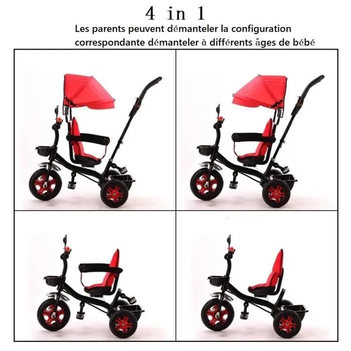 Tricycle évolutif mixte pour enfant de 1 à 5 ans - Gris-2