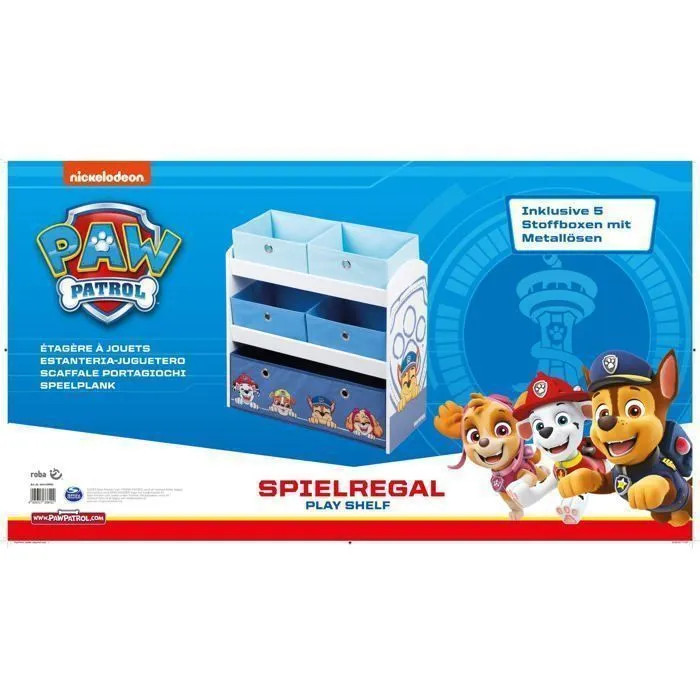 Étagère de Rangement pour Jouets - ROBA - Pat Patrouille - Boîtes en Tissu - Bleu / Blanc-5