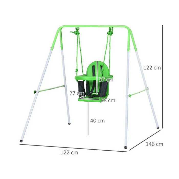 Balançoire portique enfant OUTSUNNY - Vert - 122x146x122cm - Pour 6-36 mois - Charge max. 25 Kg-3