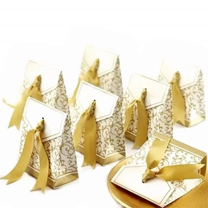 Boîte cadeau - JZK - 50 x Or - Durable en papier - Pour mariage et anniversaires - 6.7x3.7x8.5 cm-0