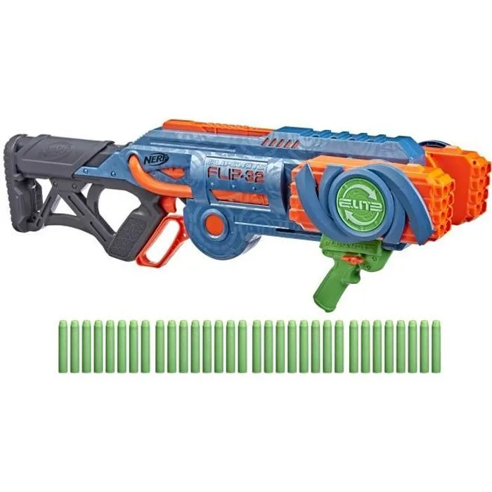 NERF - Elite 2.0 - Blaster Flipshots Flip -32 2 fois 16 canons pivotants, capacité de 32 fléchettes - inclut 32 fléchettes NERF-0