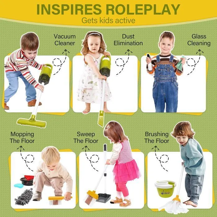 Aspirateur Enfant Qui Aspire Vraiment 14 Pices Kit Menage Enfant Aspirateur Enfant Jouet 15 56 cm Jouet pour part SOIN DE LA MAISON-2