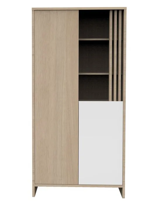 Armoire 2 portes et 1 niche avec claustra en bois décor chêne Suave-0