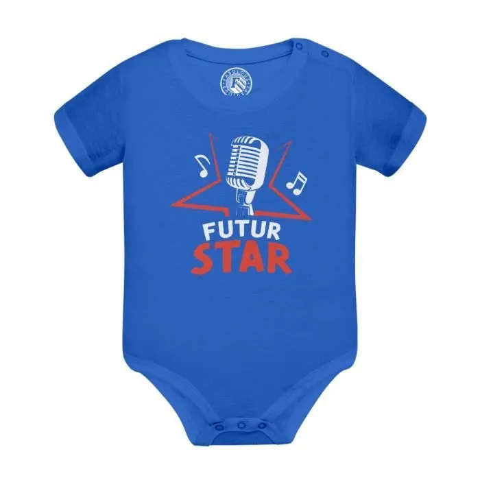 Body Bébé Manche Courte Bleu Futur Star Chanteur Célébrité Rêve-0