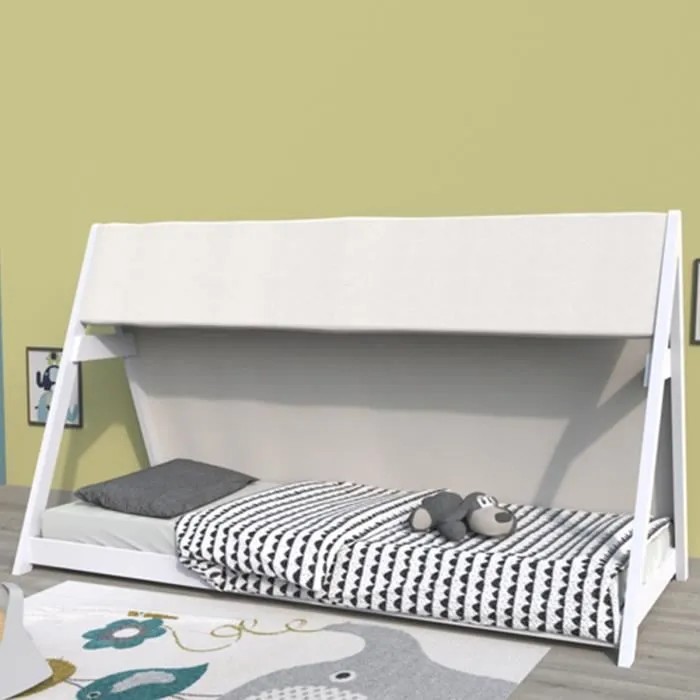 Lit cabane Tipi 90x200 cm - WEBER INDUSTRIES - Bois - Blanc-1