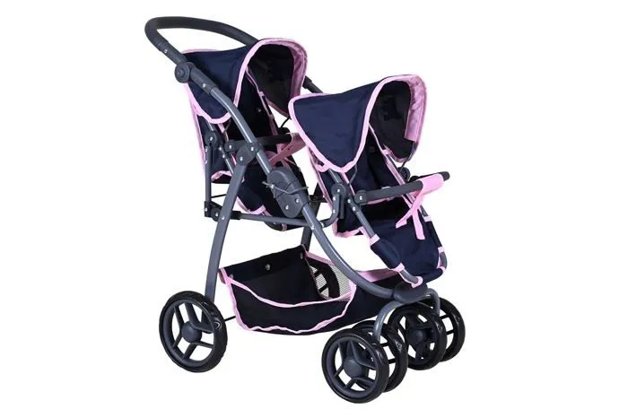 Poussette-chassis poussette Knorrtoys - 16435 - .COM Milo-Navy Bear Poussette Double Bleu fonce Rose-2
