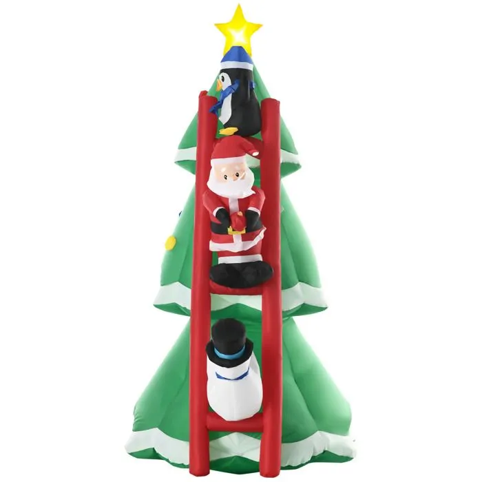 Outsunny - Sapin de Noël gonflable - tissu en polyester - 162x125x247cm - Vert-0