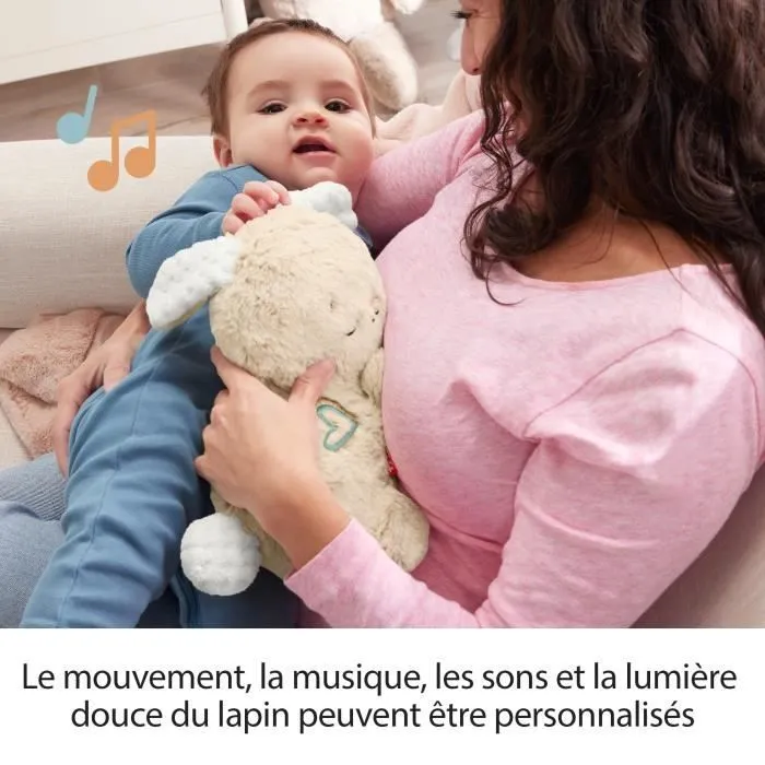 Fisher-Price-Mon Lapin Câlin - Peluche veilleuse - Jouet d'éveil - HXG97-4