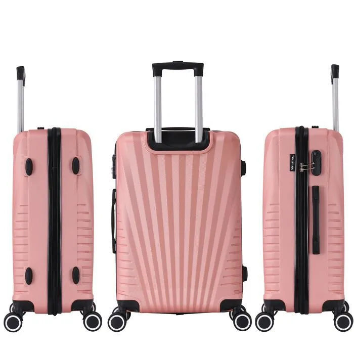 Valise Moyenne - TROLLEY ADC - 65x40x25cm - Coque Rigide ABS - 4 Roues 360° - Serrure à Combinaison - Rose-1