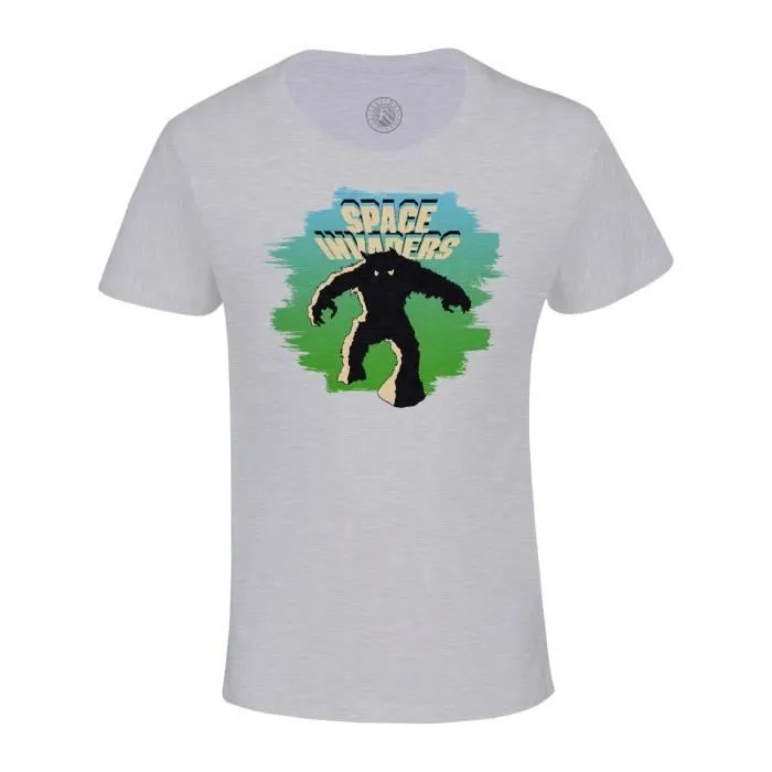 T-shirt Enfant Gris Invader Alien Personnage Jeux Video Game Retro Classique Arcade-0