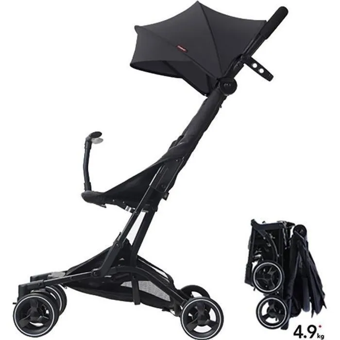Poussette Canne BEBE2LUXE PIKO Ultra Compacte et légère Cabine Avion (noir)-0