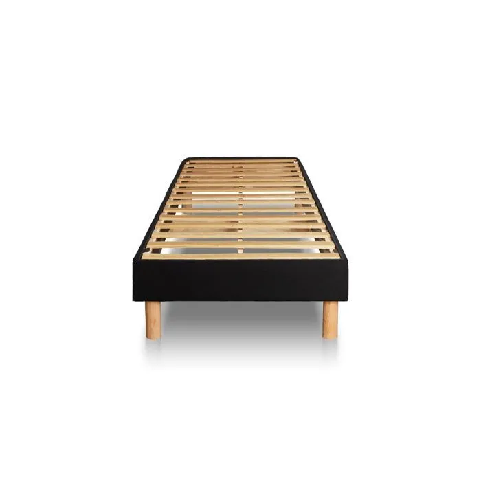 Ensemble Supérieur 120 x 200 cm sommier Kit Noir-3