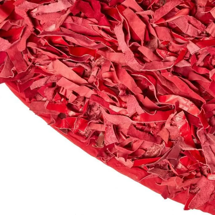Tapis Shaggy Cuir Dallas Rouge 150 cm Round-2