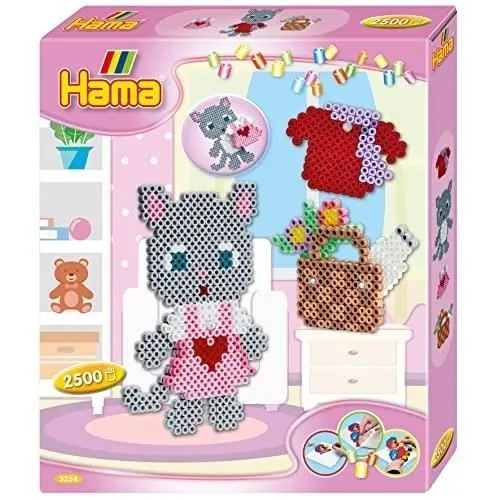 Boîte de perles à repasser HAMA - Le dressing du chat - 2500 perles et 1 plaque-0