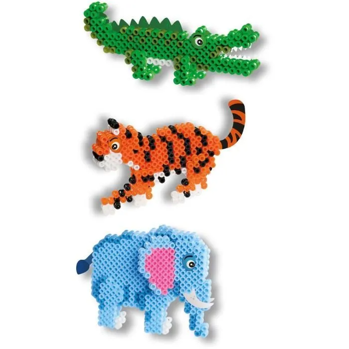 Perles à repasser - Animaux Safari - SES CREATIVE - Crée des animaux en 3D comme un éléphant, un tigre, ou un crocodile.-2