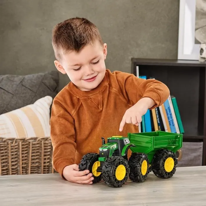 Jouet - Tracteur avec Wagon - Enfant - Vert - A partir de 3 ans - Maxi roues en caoutchouc-2