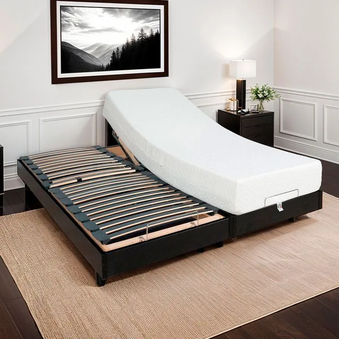 Ensemble Duo Matelas Mousse Accueil Mémoire de forme + Sommiers électriques Flex 2x70x190 cm-4