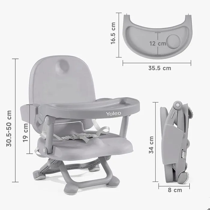 Réhausseur Chaise Enfant Pliable, Chaise Bébé Portable, Bébé Chaise repas en Hauteur Réglable, Plateau Amovible, 6 mois à 3 ans-5