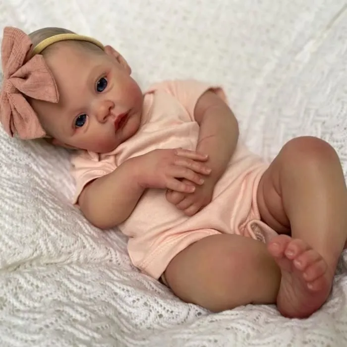Poupée bébé Reborn en Silicone de 49 cm,Vêtements remplaçables,La peau 3D,Meadow-0