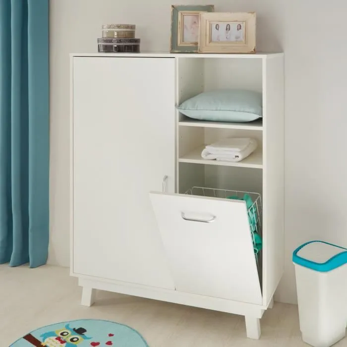 Commode bébé ROBA Nordic weiss avec panier à linge - Meuble bébé-1