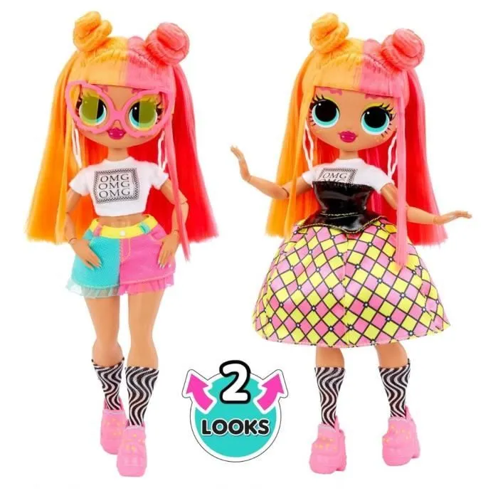 LOL Surprise OMG - Poupée Mannequin 24 cm - Neonlicious - 2 tenues avec peigne et accesoires - Dés 4 ans-2