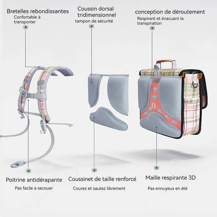 C Sac à dos scolaire 36x33x17cm cartable d'étudiant réduction de la charge angleterre ultra-légère grande capacité rétro cartable-1