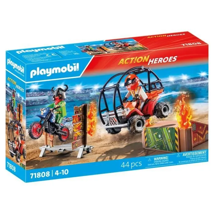 PLAYMOBIL 71808 Duo de cascadeurs avec quad et moto-0