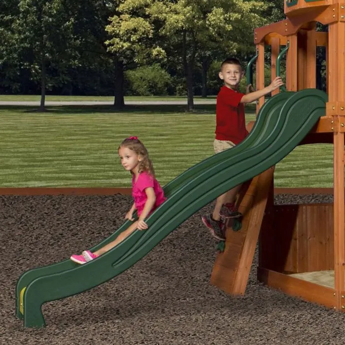 Aire de jeux en bois Backyard Discovery Atlantic avec balançoire, toboggan, bac de sable et mur d'escalade-5