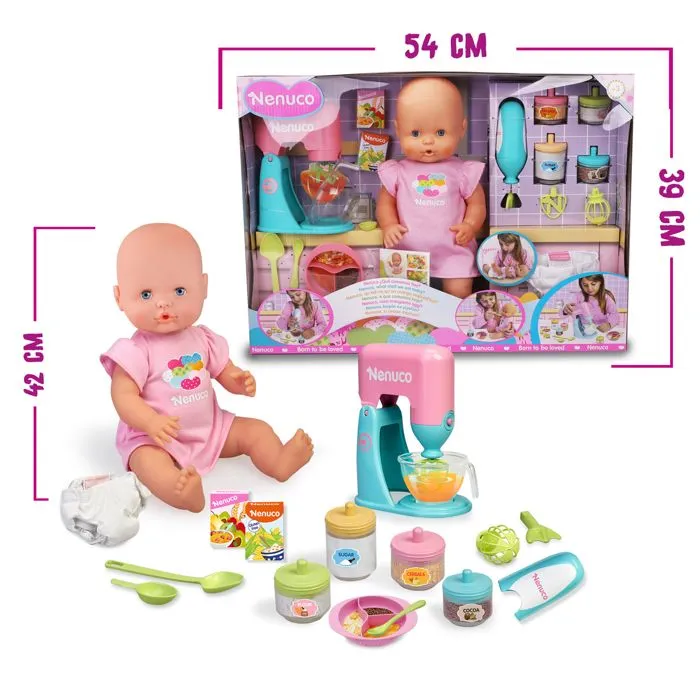 Poupon - Nenuco - NFN43 - 42 cm - 10 accessoires - Cuisine et soins réalistes-1
