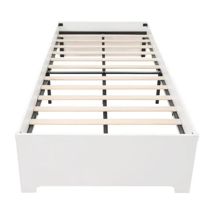 Lit d'enfant - Blanc - 90 x 200 cm - Bois massif - Bibliothèque intégrée - Sommier à lattes-3