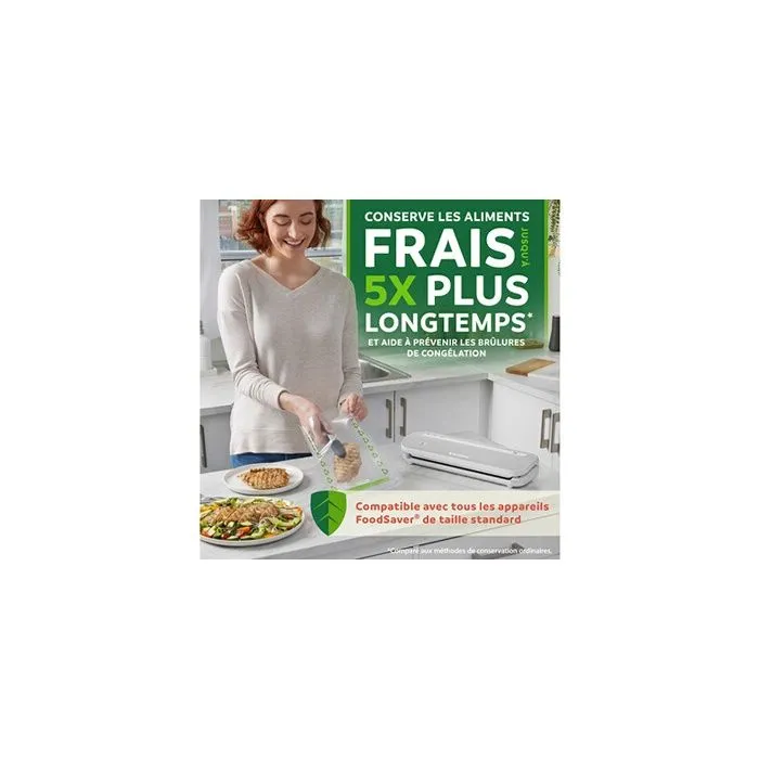 Rouleaux de mise sous vide - FOODSAVER - FSRE2002X01 - Recyclables - 20cm x 4,5m - Conservation prolongée-1