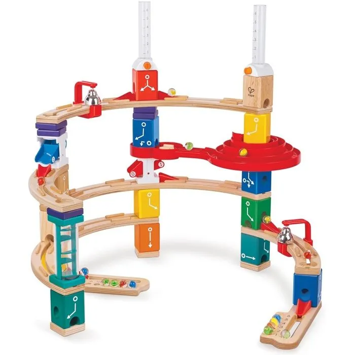 Hape - Circuit Billes en Bois Quadrilla Kit Codage Avanc - Kit 119 Pices, tages et Tourbillon - Jeu de Construction en Bois pou-2