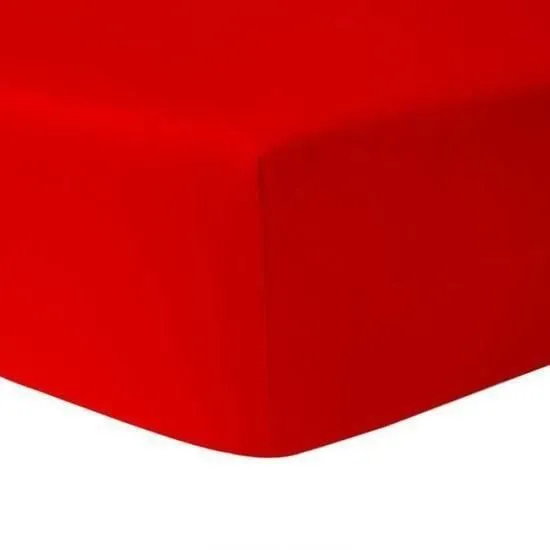Drap Housse 140 x 190 cm - ROUGE 100 % coton 57 fils / cm-0