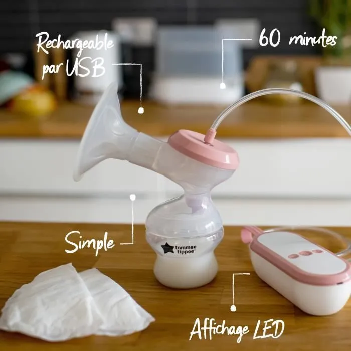TOMMEE TIPPEE, Tire-lait électrique made for me, rechargeable par USB, silencieux et transportable, biberon inclus-3