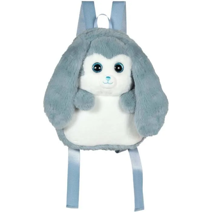 Fluffy Bag - GIPSY TOYS - Sac à dos en peluche - Lapin bleu et blanc 30 cm-0