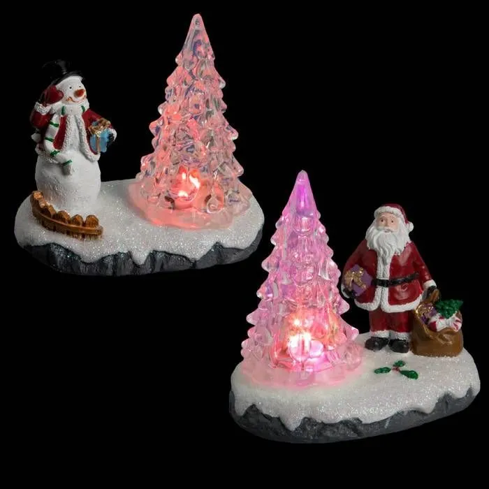 Accessoire pour Village de Noël - Feeric - Père Noël ou Bonhomme de Neige - LED - Multicolore - Piles incluses-1