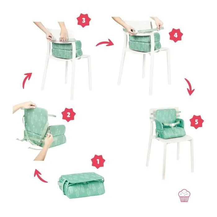 Badabulle Rehausseur Nomade - Pliage Compact - Universel - De 6 à 36 mois, Ours-4