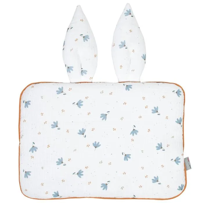 Oreiller extra plat lapin Bleuet - SEVIRA KIDS - Pour bébé - 25 cm x 35 cm - Blanc et bleu-0